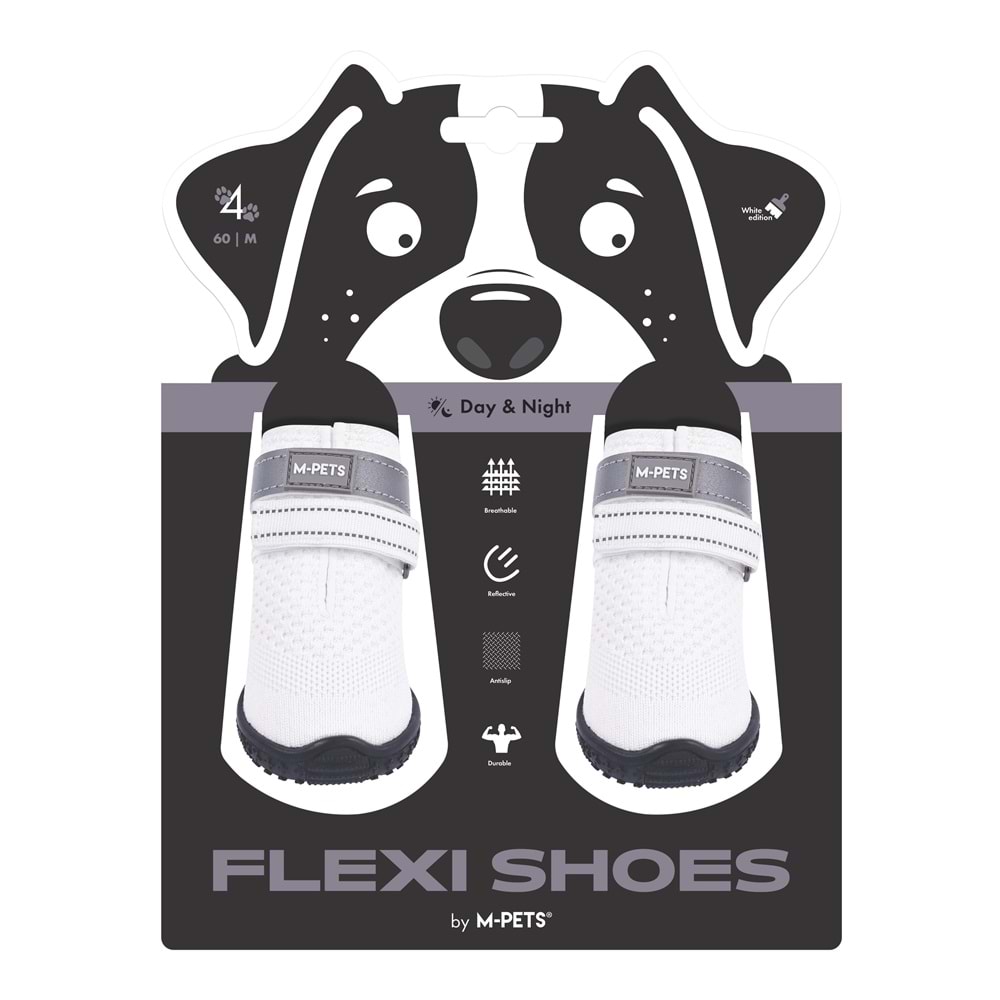 10372199 M-PETS FLEXI KÖPEKLER İÇİN AYAKKABI #4 M WHİTE EDİTİON