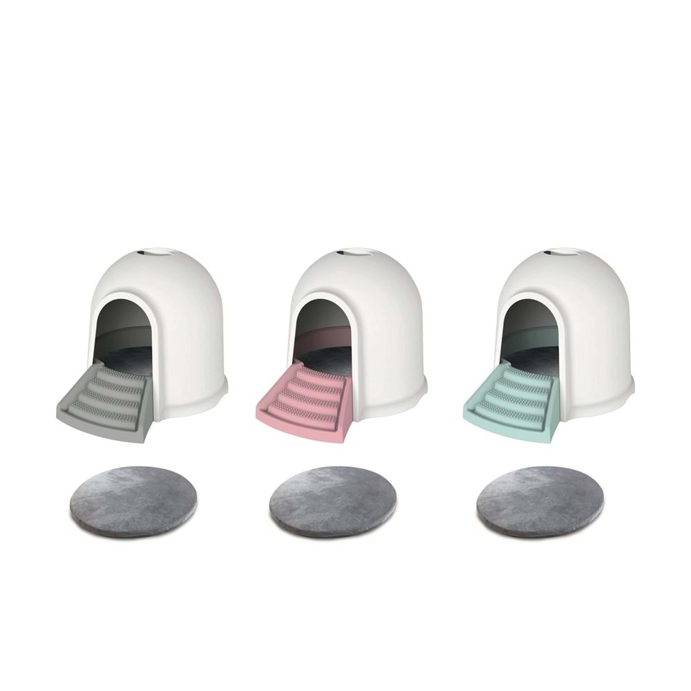 10428917 M-PETS IGLOO 2IN1 KEDİ TUVALETİ/KEDİ EVİ WHİTE/BLUE