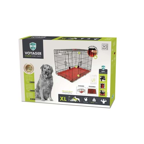 10450205 M-PETS VOYAGER KÖPEK KAFESİ 2 KAPILI (XL) KIRMIZI 106X71X76CM
