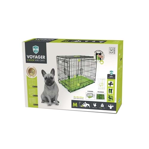 10451203 M-PETS VOYAGER KÖPEK KAFESİ 2 KAPILI (M) YEŞİL 76X48X53CM