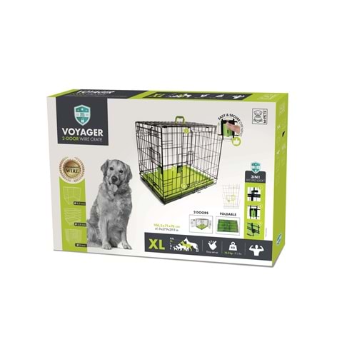 10451403 M-PETS VOYAGER KÖPEK KAFESİ 2 KAPILI (XL) YEŞİL 106X71X76CM