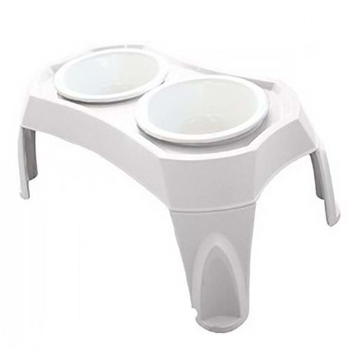 10500313 M-PETS COMBI AYAKLI MELAMİN MAMA KABI (XL) 2X1500ML GRİ/BEYAZ