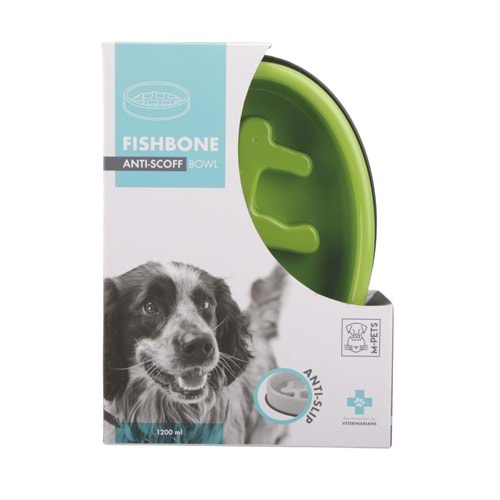10504008 M-PETS FISHBONE YAVAŞ YEME MAMA KABI 1200ML GREEN