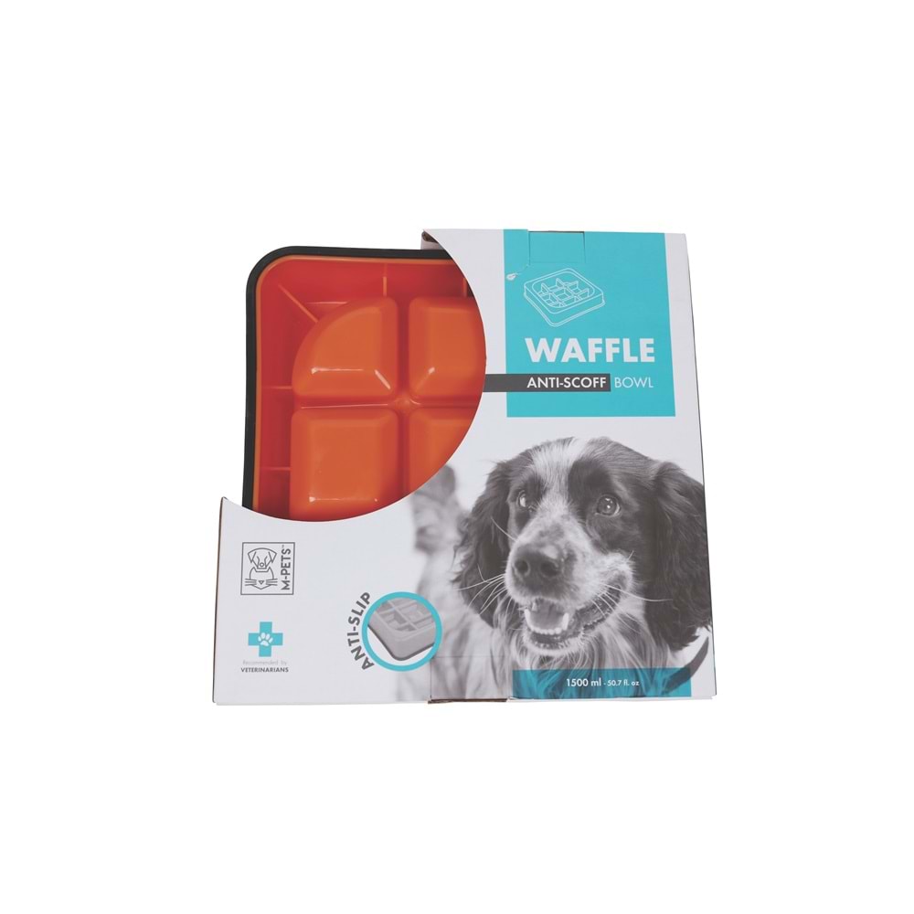 10504117 M-PETS WAFFLE YAVAŞ YEME MAMA KABI 1500ML ORANGE