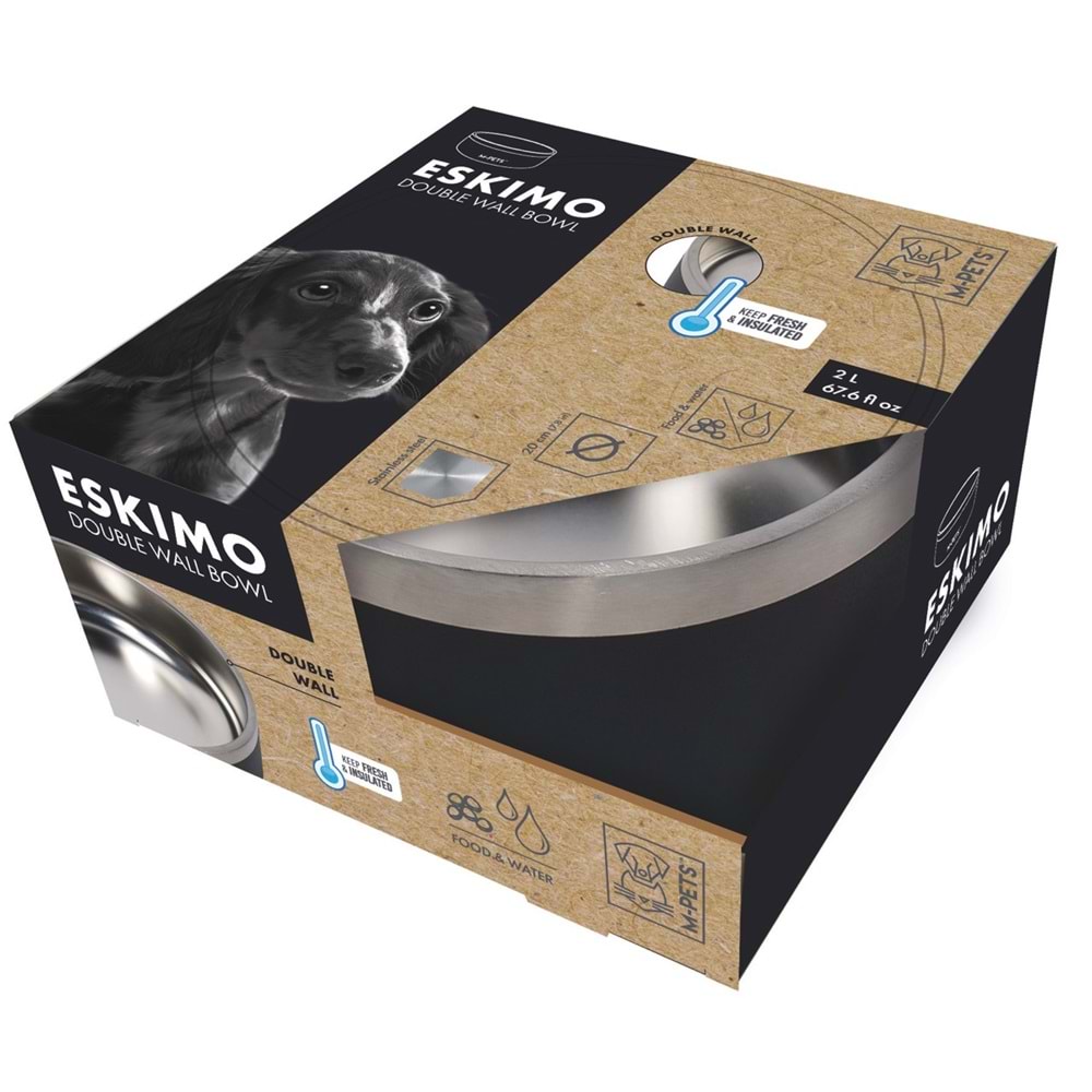 10530699 M-PETS ESKIMO ÇİFT CİDARLI MAMA KABI 2L BLACK