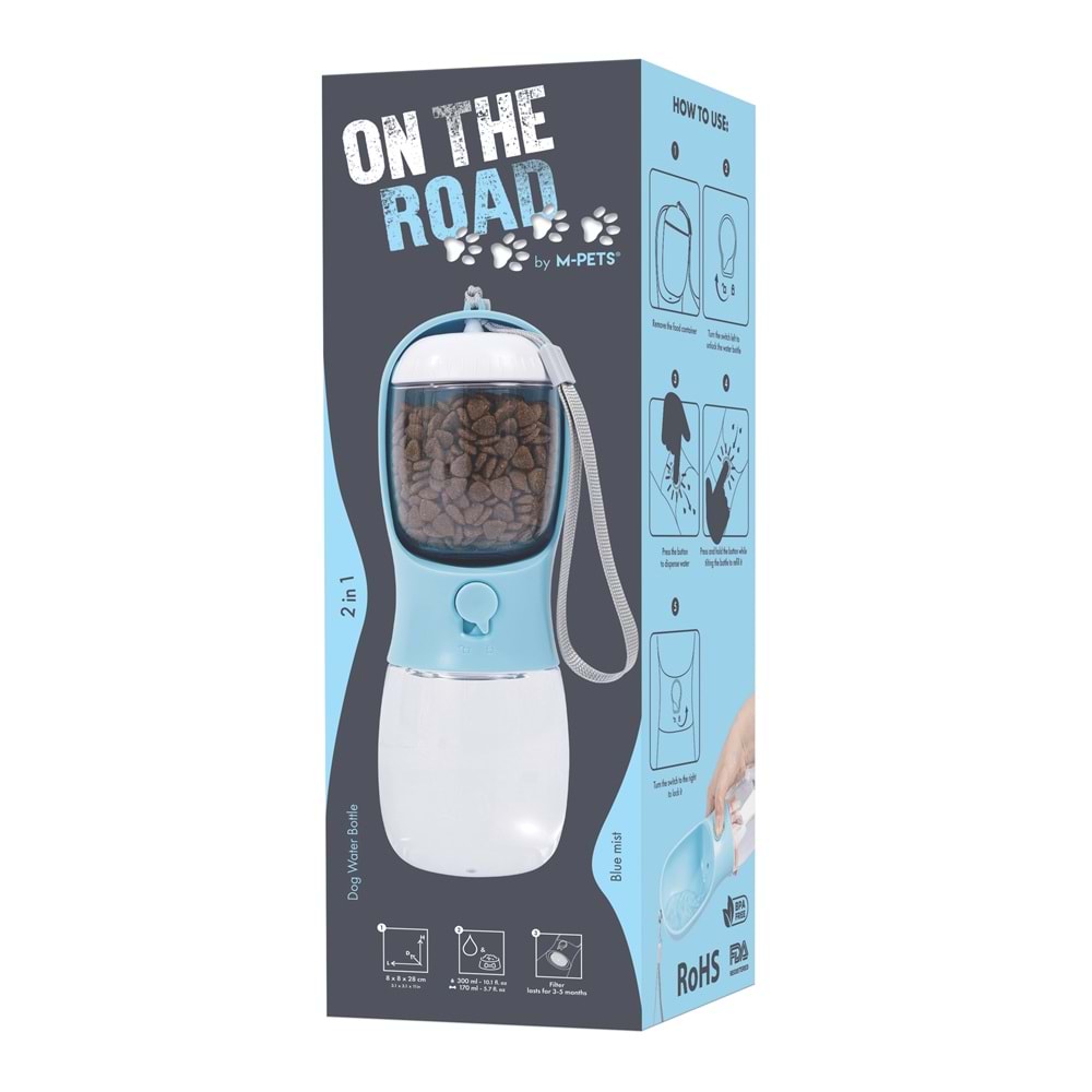 10554799 M-PETS ON THE ROAD 2İN1 KÖPEK SEYAHAT SULUĞU 300ML BLUE