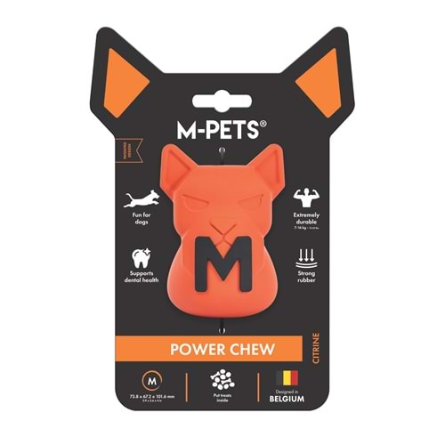 10675216 M-PETS POWER CHEW KAUÇUK KÖPEK ÖDÜL OYUNCAĞI CITRINE (M)