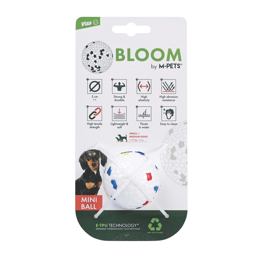 10677799 M-PETS BLOOM MİNİ BALL OYUN TOPU PARÇALANMAZ RED/WHİTE