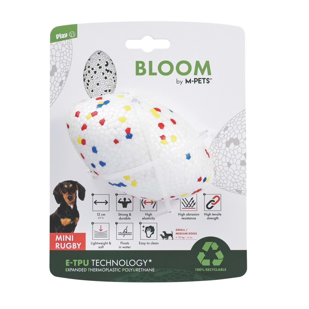 10677899 M-PETS BLOOM MİNİ RUGBY PARÇALANMAZ RUGBY TOPU RED:/WHİTE