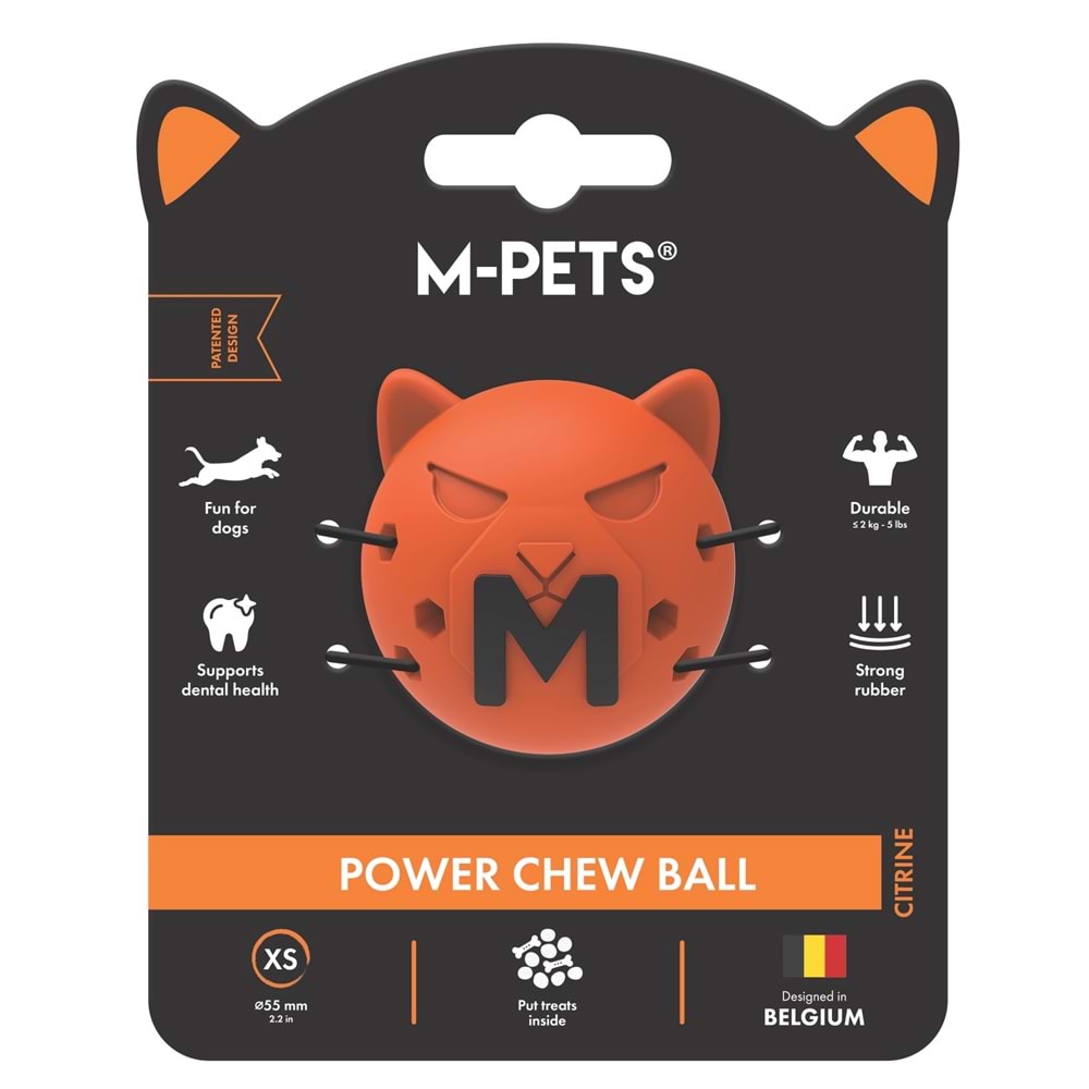 10678716 M-PETS POWER CHEW BALL KAUÇUK KÖPEK OYUNCAĞI CITRINE (XS)