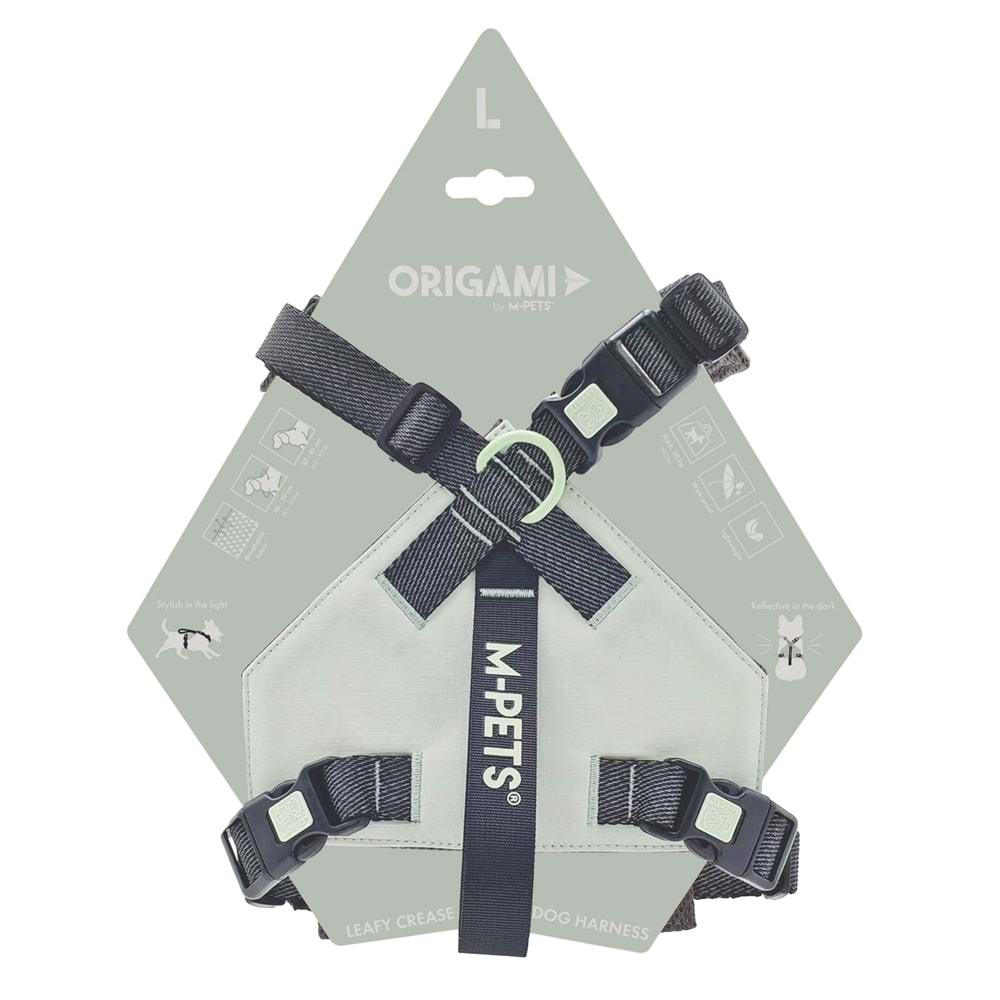 10852399 M-PETS ORIGAMI REFLEKTÖRLÜ SIRT TASMASI GREEN (L)