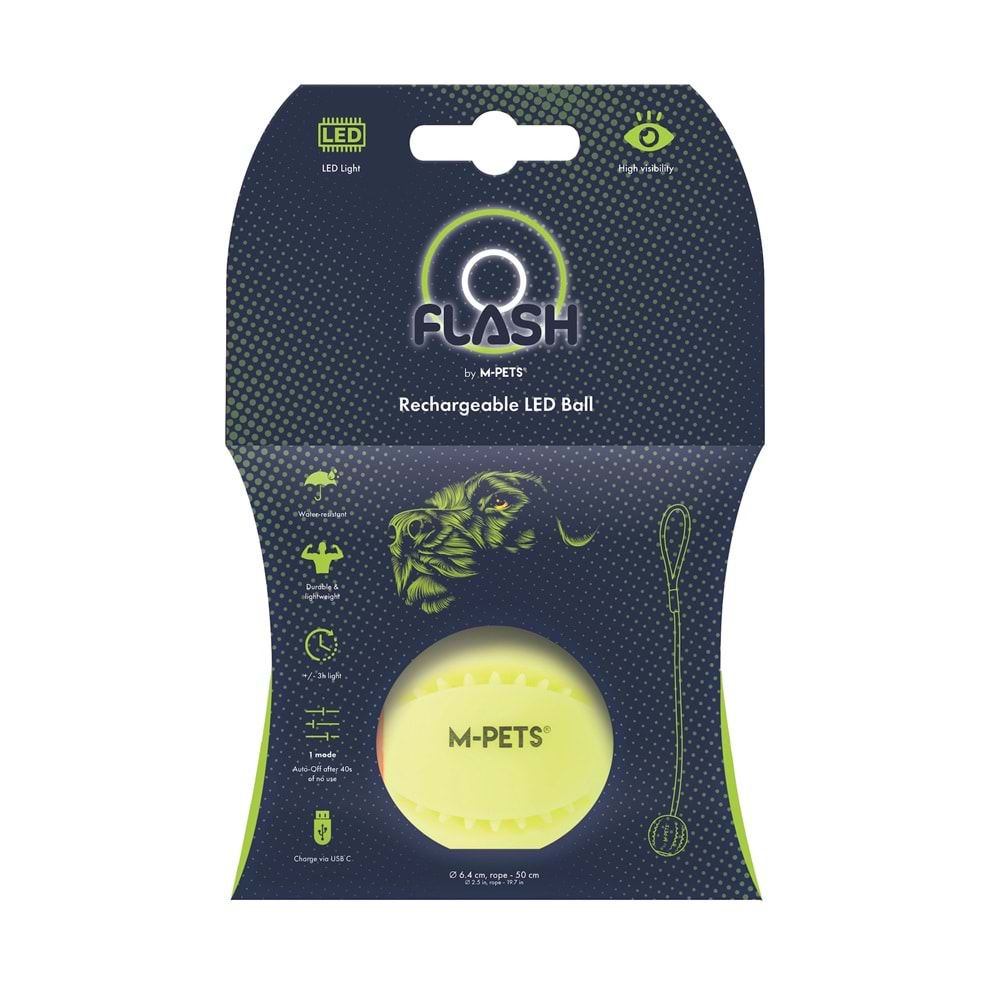 10856199 M-PETS FLASH LED BALL GREEN KÖPEK OYUNCAĞI