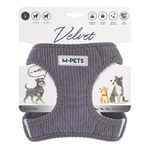10861213 M-PETS VELVET DOG GÖĞÜS TASMASI GRİ (L)