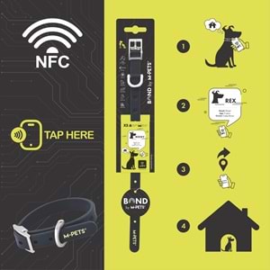 10861708 M-PETS BOND NFC SİSTEMLİ SİLİKON BOYUN TASMASI (S) BLACK