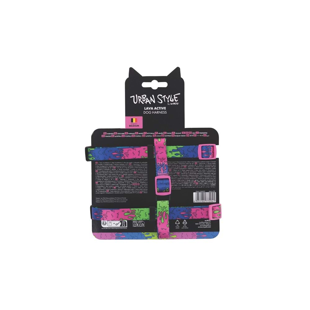 10868299 M-PETS URBAN STYLE LAVA ACTİVE KÖPEK GÖĞÜS TASMASI (S)