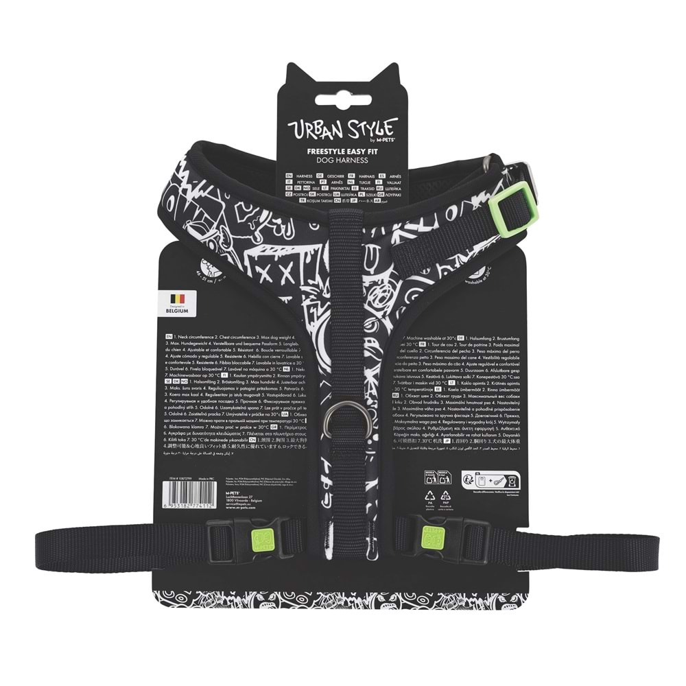 10872799 M-PETS URBAN STYLE BLACK/WHİTE EASY FİT KÖPEK GÖĞÜS TASMASI (L)