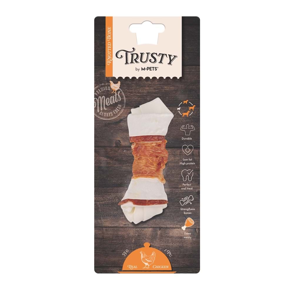 19045399 M-PETS TRUSTY EXTRA CHICKEN DÜĞÜMLÜ KEMİK 55GR/12,7CM