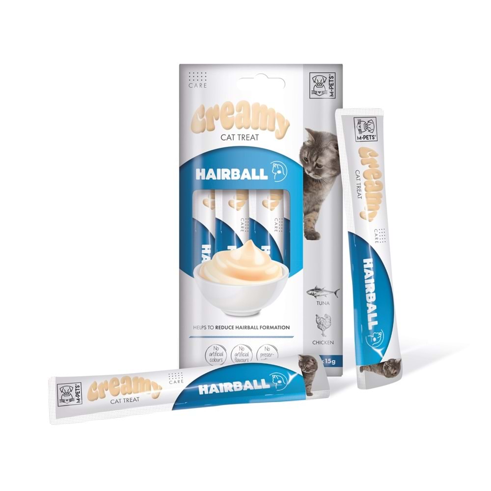 19049699 M-PETS HAIRBALL FONKSİYONEL CREAMY KEDİ ÖDÜLÜ 4X15GR