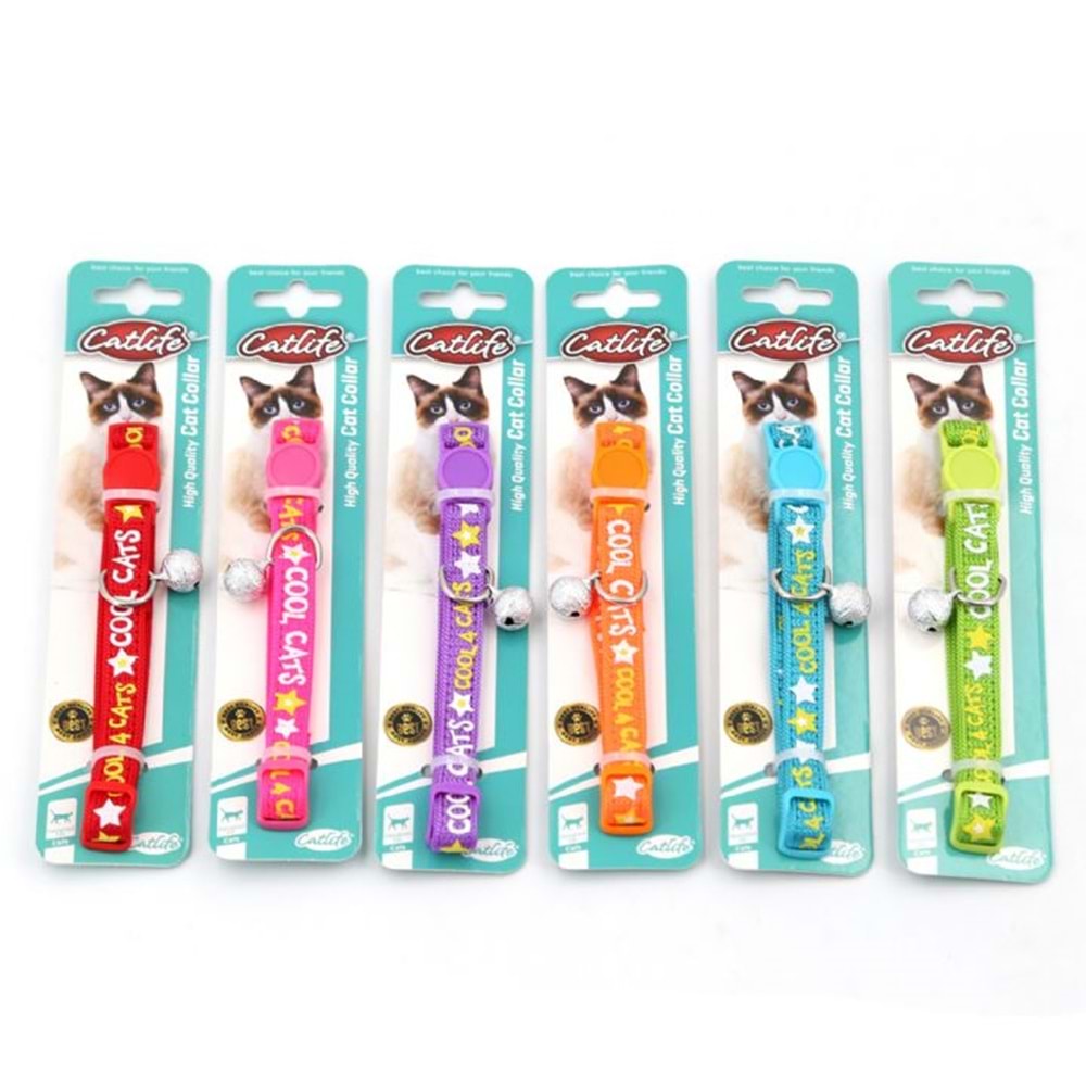 202590-CATLİFE KEDİLER İÇİN ZİLLİ BOYUN TASMASI MİX COLOR