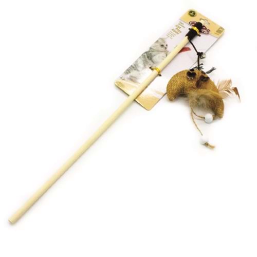 203036-CATLİFE KEDİLER İÇİN NATUREL TÜYLÜ BALIK ZİLLİ OLTA