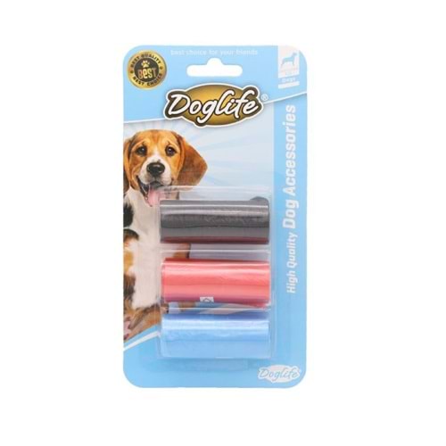 203262-DOGLİFE RENKLİ DIŞKI TOPLAMA POŞETİ 3LÜ