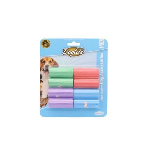 203265-DOGLİFE RENKLİ DIŞKI TOPLAMA POŞETİ 8Lİ