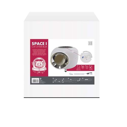 20400699 M-PETS SPACE 1 KAPALI KEDİ TUVALETİ WHİTE 57X55X44CM