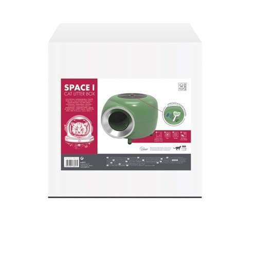 20400799 M-PETS SPACE 1 KAPALI KEDİ TUVALETİ GREEN 57X55X44CM