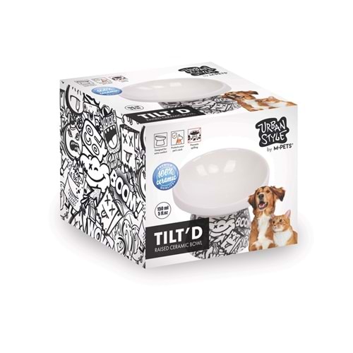 20501399 M-PETS URBAN STYLE TILTD SERAMİK MAMA KABI 150ML BLACK/WHİTE
