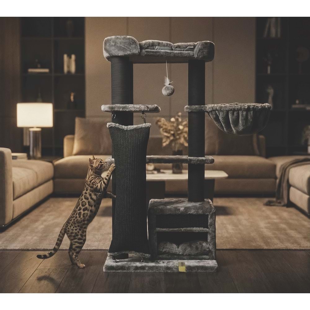 20656599 M-PETS PANTHER PREMİUM ABODE KEDİ TIRMALAMA GREY