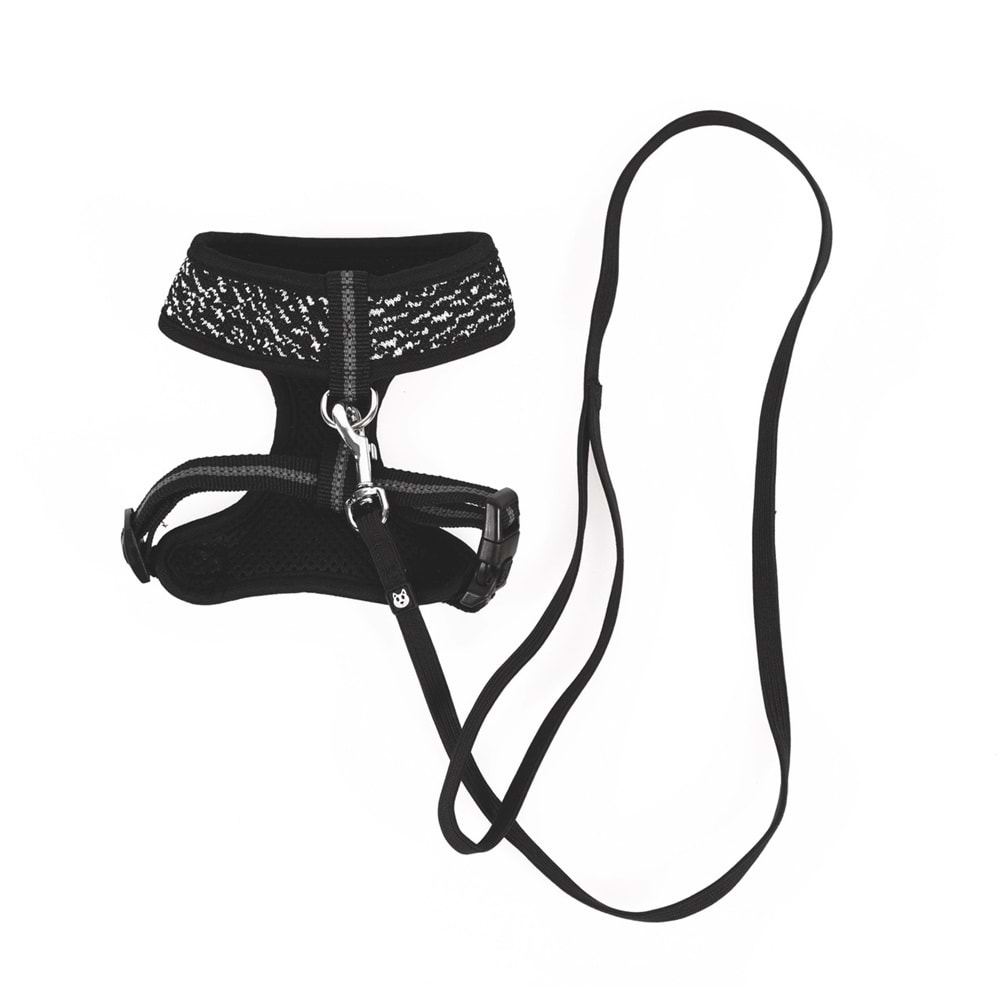 20801199 M-PETS LETSGO KEDİ GÖĞÜS TASMASI+GEZDİRME BLACK/WHİTE