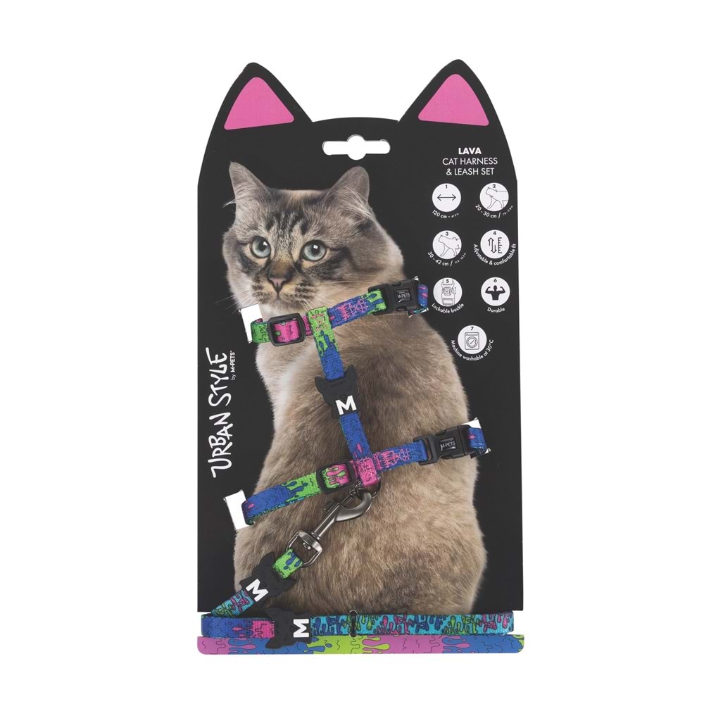 20805099 M-PETS URBAN STYLE LAVA KEDİ GÖĞÜS TASMASI SET