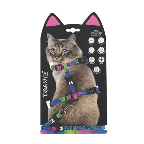 20805099 M-PETS URBAN STYLE LAVA KEDİ GÖĞÜS TASMASI SET