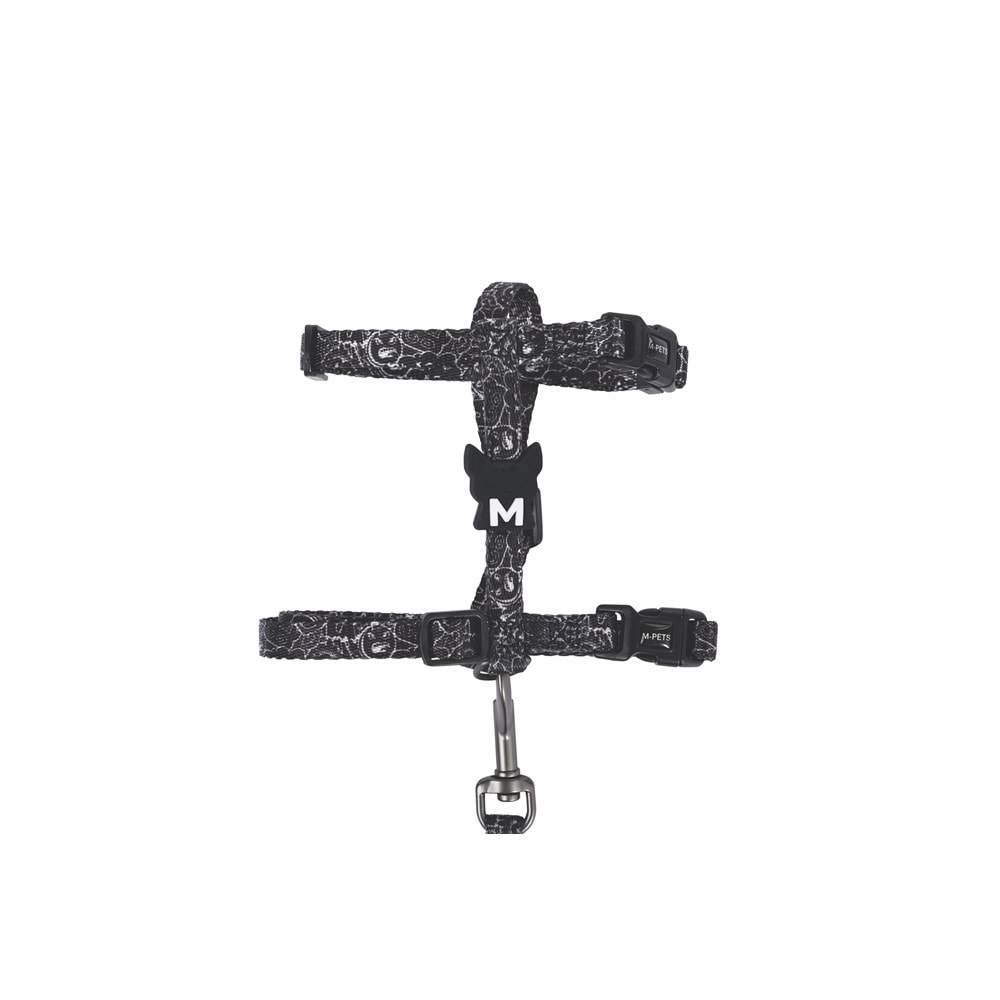 20805299 M-PETS URBAN STYLE FREESTYLE BLACK/WHİTE KEDİ GÖĞÜS TASMASI SET
