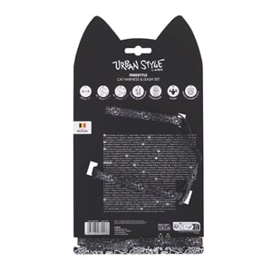 20805299 M-PETS URBAN STYLE FREESTYLE BLACK/WHİTE KEDİ GÖĞÜS TASMASI SET