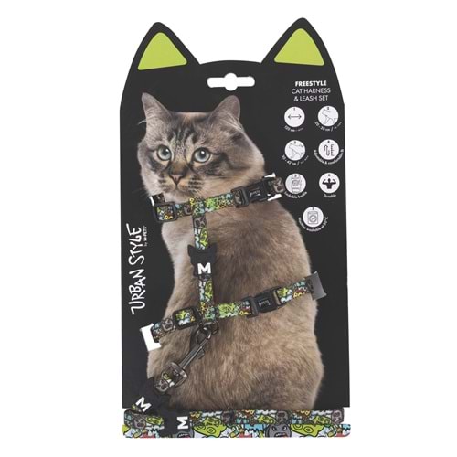 20805399 M-PETS URBAN STYLE FREESTYLE MULTİCOLOR KEDİ GÖĞÜS TASMASI SET
