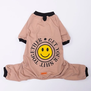 26903-PAWSTAR KAHVERENGİ SMİLE PİJAMA TULUM 5Lİ SET (M-L-L-XL-2XL)