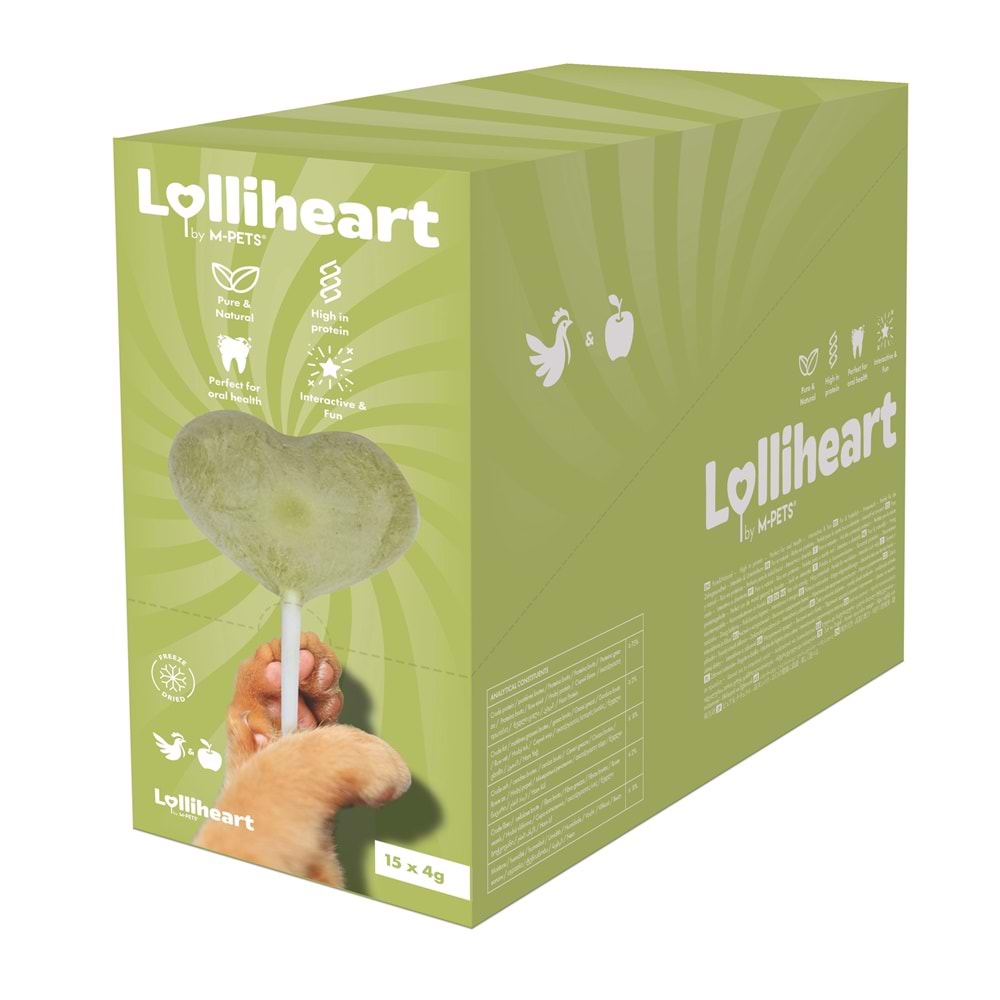 29013099 M-PETS LOLLİHEART ELMALI KEDİ ÖDÜLÜ 4GR 15Lİ