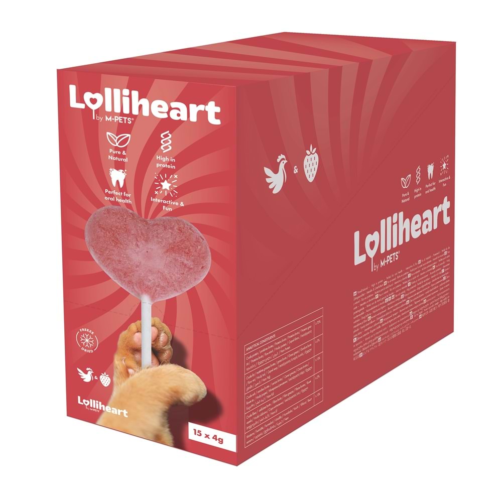29013199 M-PETS LOLLİHEART ÇİLEKLİ KEDİ ÖDÜLÜ 4GR 15Lİ