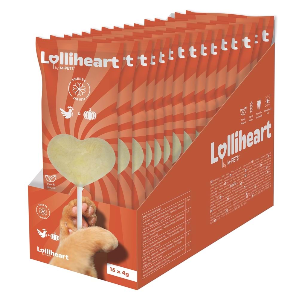 29013599 M-PETS LOLLİHEART BALKABAKLI KEDİ ÖDÜLÜ 4GR 15Lİ