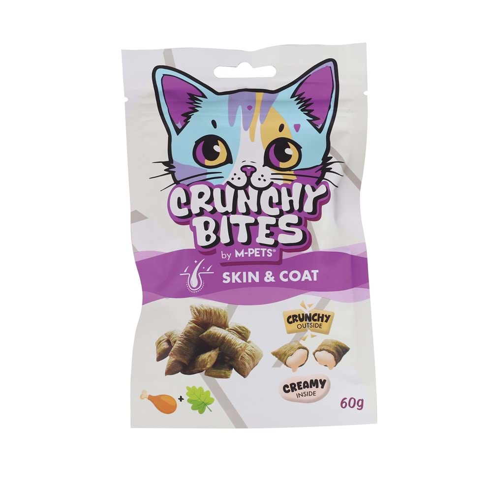29015699 M-PETS CRUNCHY BITES SKIN&COAT FONKSİYONEL KEDİ ÖDÜLÜ 60GR