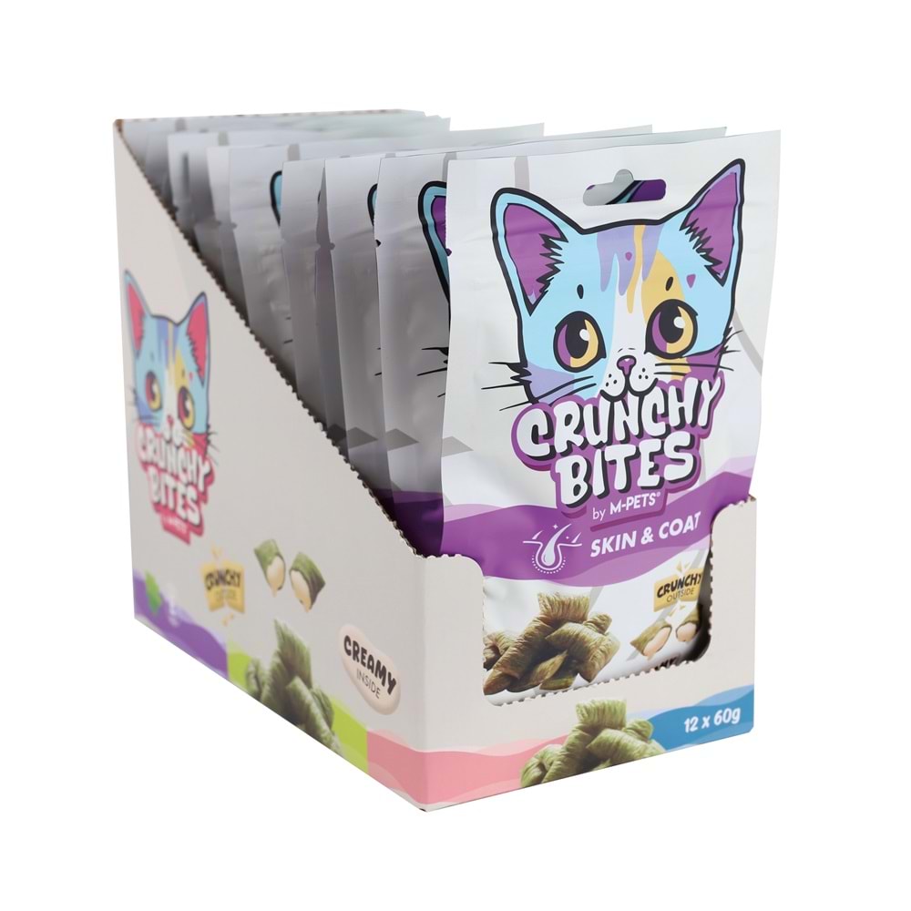 29015699 M-PETS CRUNCHY BITES SKIN&COAT FONKSİYONEL KEDİ ÖDÜLÜ 60GR