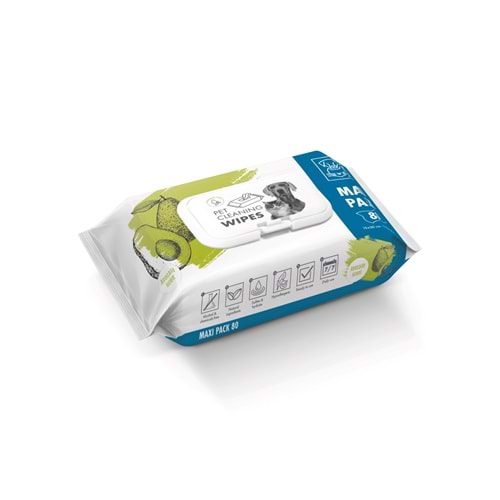 60101999 M-PETS AVOCADO KEDİ/KÖPEKLER İÇİN TEMİZLİK MENDİLİ 80Lİ