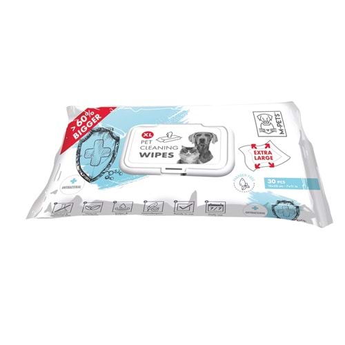 60102299 M-PETS ANTIBACTERIAL XL KEDİ/KÖPEKLER İÇİN TEMİZLEME MENDİLİ 30LU