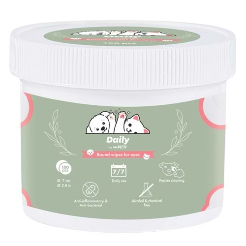 60103699 M-PETS DAİLY KEDİ ve KÖPEK GÖZ ÇEVRESİ TEMİZLEME PEDİ 100LÜ