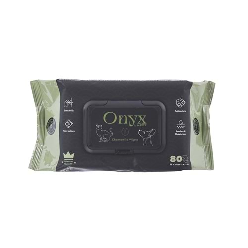 60106601 M-PETS ONYX PAPATYA KOKULU KEDİ ve KÖPEKLER İÇİN TEMİZLEME MENDİLİ 80Lİ