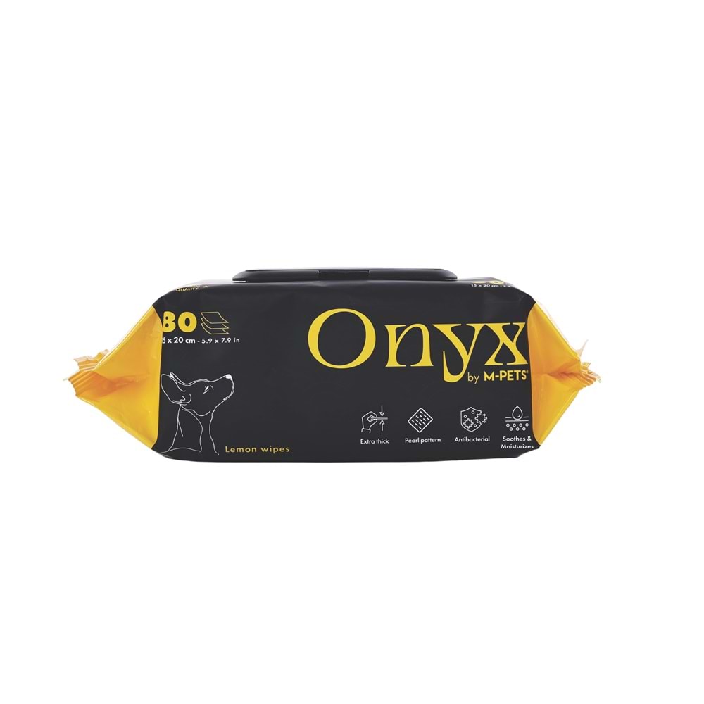 60106701 M-PETS ONYX LİMON KOKULU KEDİ ve KÖPEKLER İÇİN TEMİZLEME MENDİLİ 80Lİ