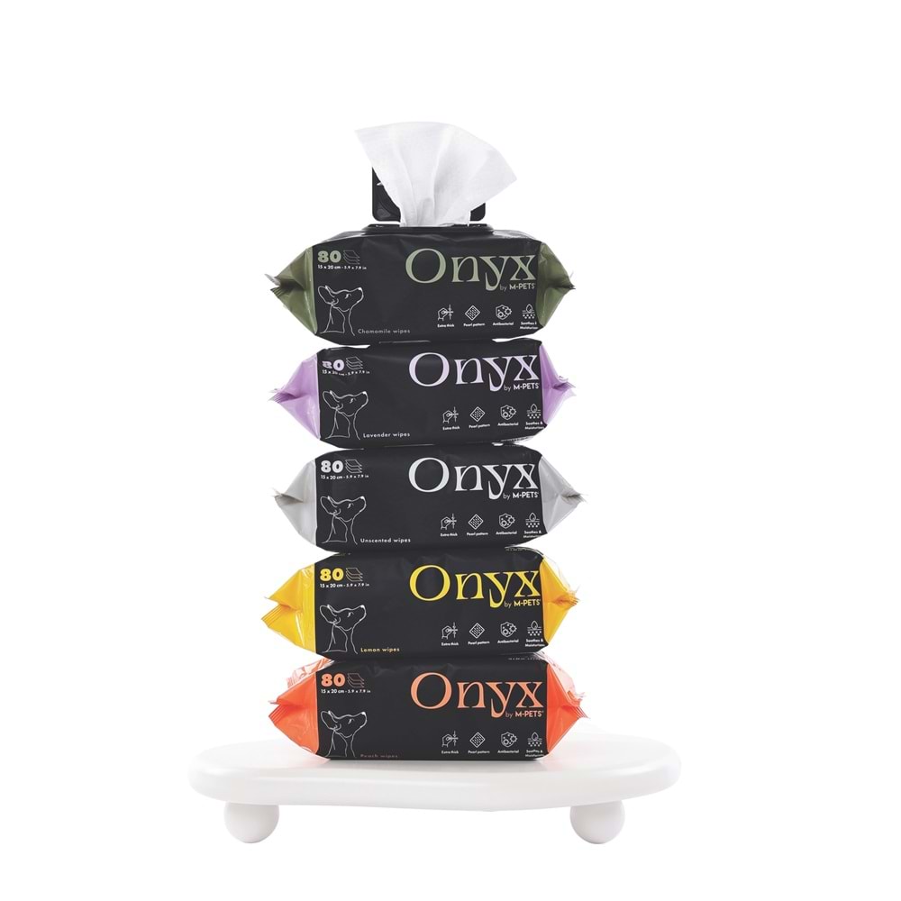 60106701 M-PETS ONYX LİMON KOKULU KEDİ ve KÖPEKLER İÇİN TEMİZLEME MENDİLİ 80Lİ