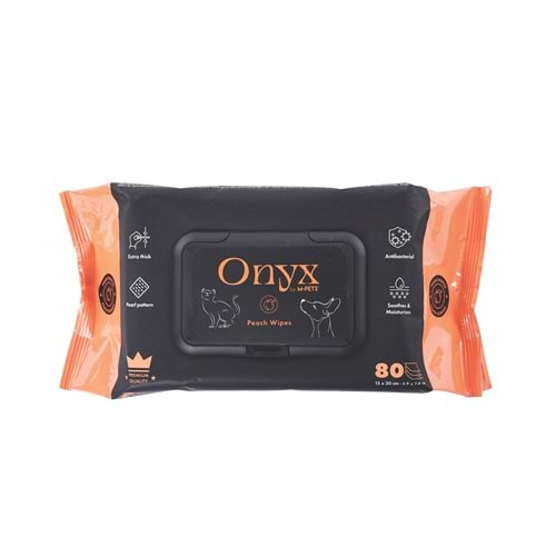 60106801 M-PETS ONYX ŞEFTALİ KOKULU KEDİ ve KÖPEKLER İÇİN TEMİZLEME MENDİLİ 80Lİ
