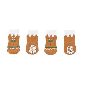 60303299 M-PETS CHRISTMAS GINGERBREAD KAYMAZ TABANLI ÇORAP 4LÜ